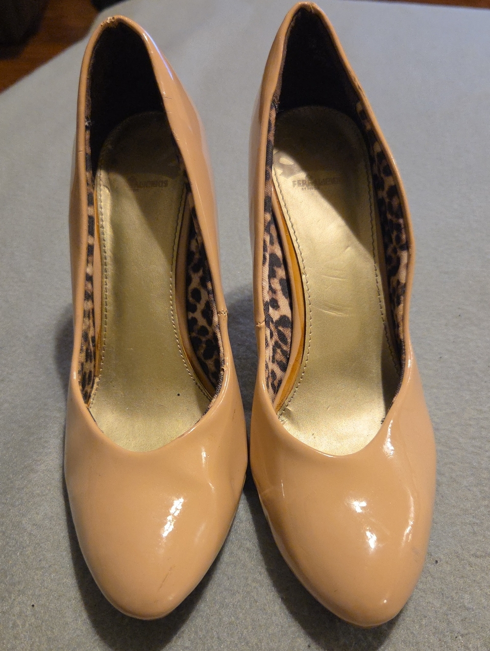 Fergalicious Women's Nude Patent Pointed-Toe Pumps - Size 8M